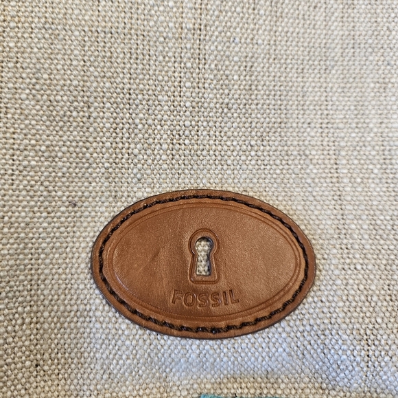 Fossil VTG Cloth Fabric Khaki Teal Purse Bag - Picture 4 of 7